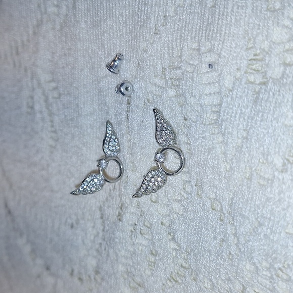 Woman's Sterling Silver Angel Wings Earrings - Picture 2 of 5